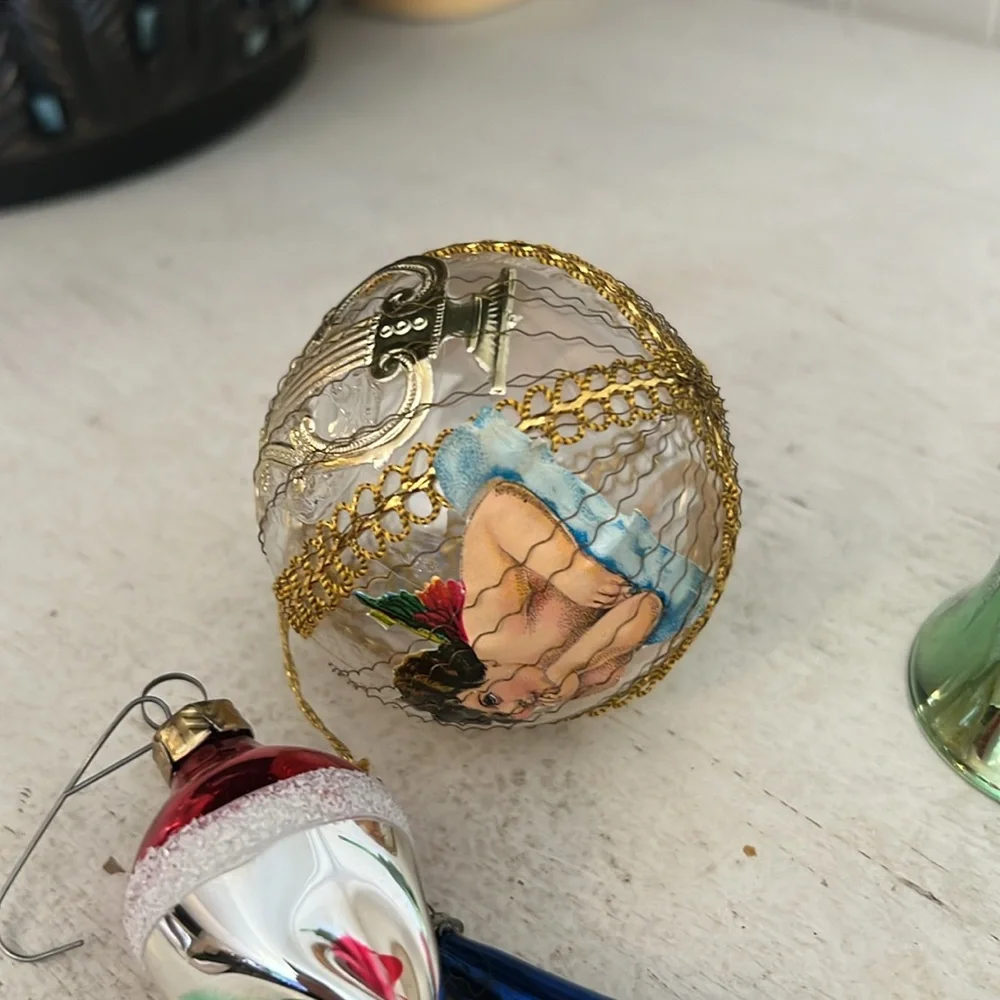 Lot Antique Mercury glass Christmas ornaments mica acorn grapes bell more